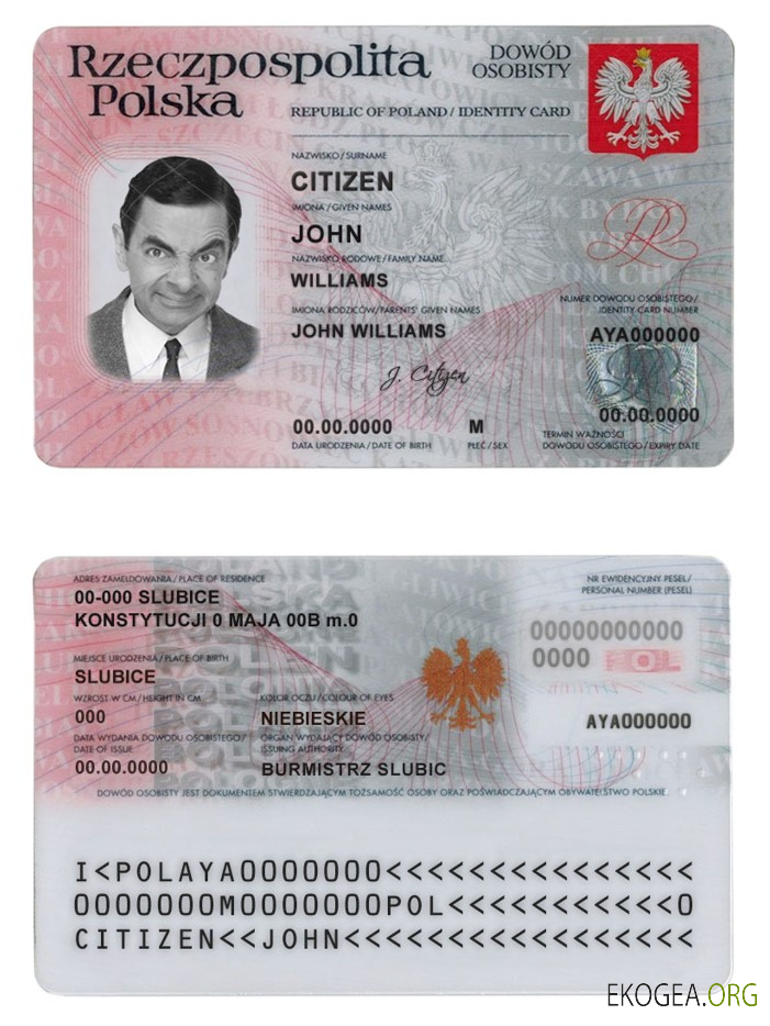 Carte d'identité Pologne template Carte d'identité Pologne template